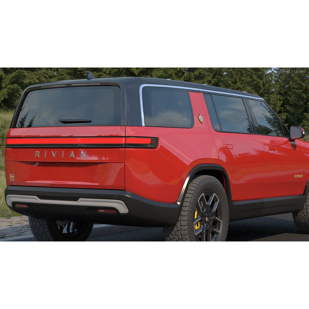 2023 Rivian R1S Quad Motor Red 3D Model – High Poly PBR SUV, FBX, OBJ - View 9