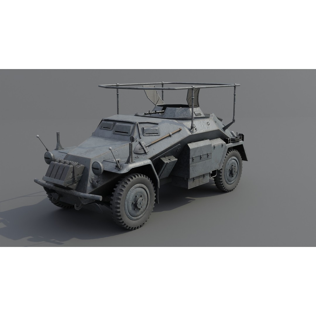 SdKfz 223 Armored Car 3D Model – Low Poly Military Vehicle, FBX