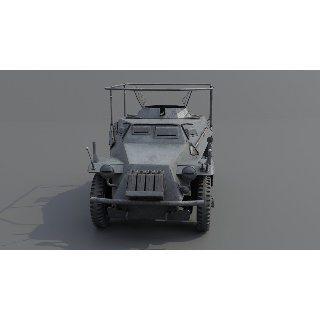 SdKfz 223 Armored Car 3D Model – Low Poly Military Vehicle, FBX - View 14