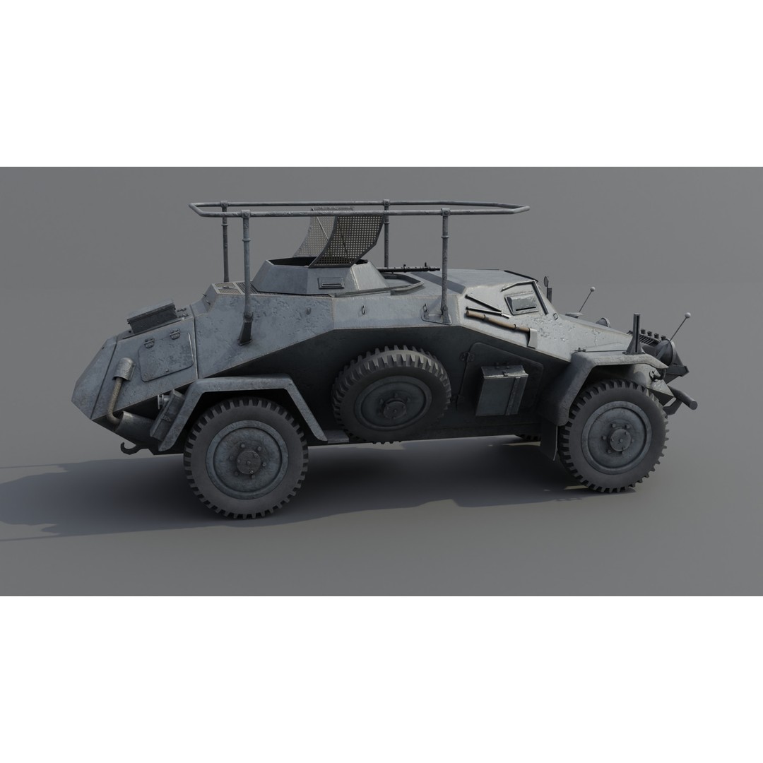 SdKfz 223 Armored Car 3D Model – Low Poly Military Vehicle, FBX - View 17