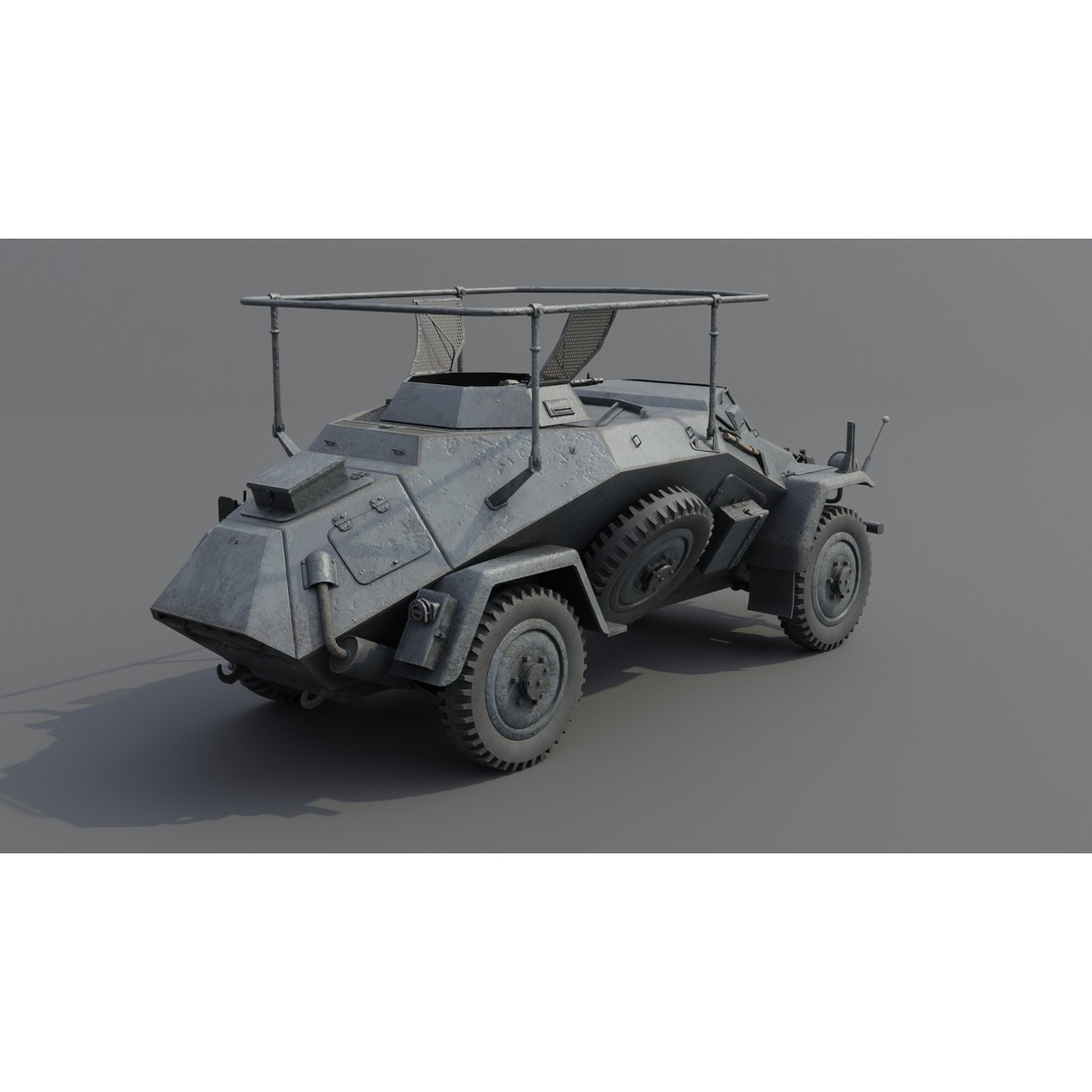 SdKfz 223 Armored Car 3D Model – Low Poly Military Vehicle, FBX - View 18