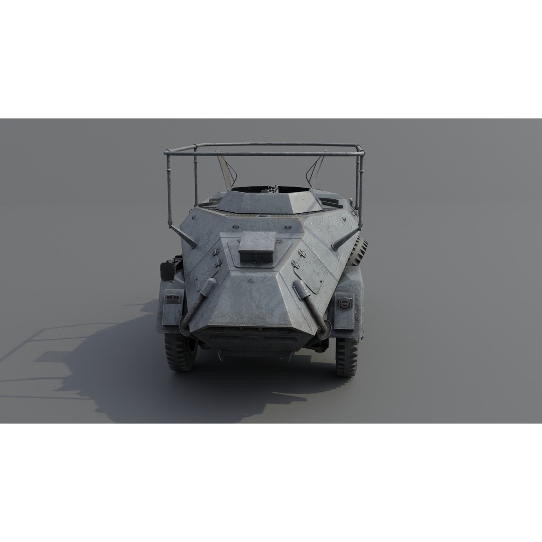SdKfz 223 Armored Car 3D Model – Low Poly Military Vehicle, FBX - View 19