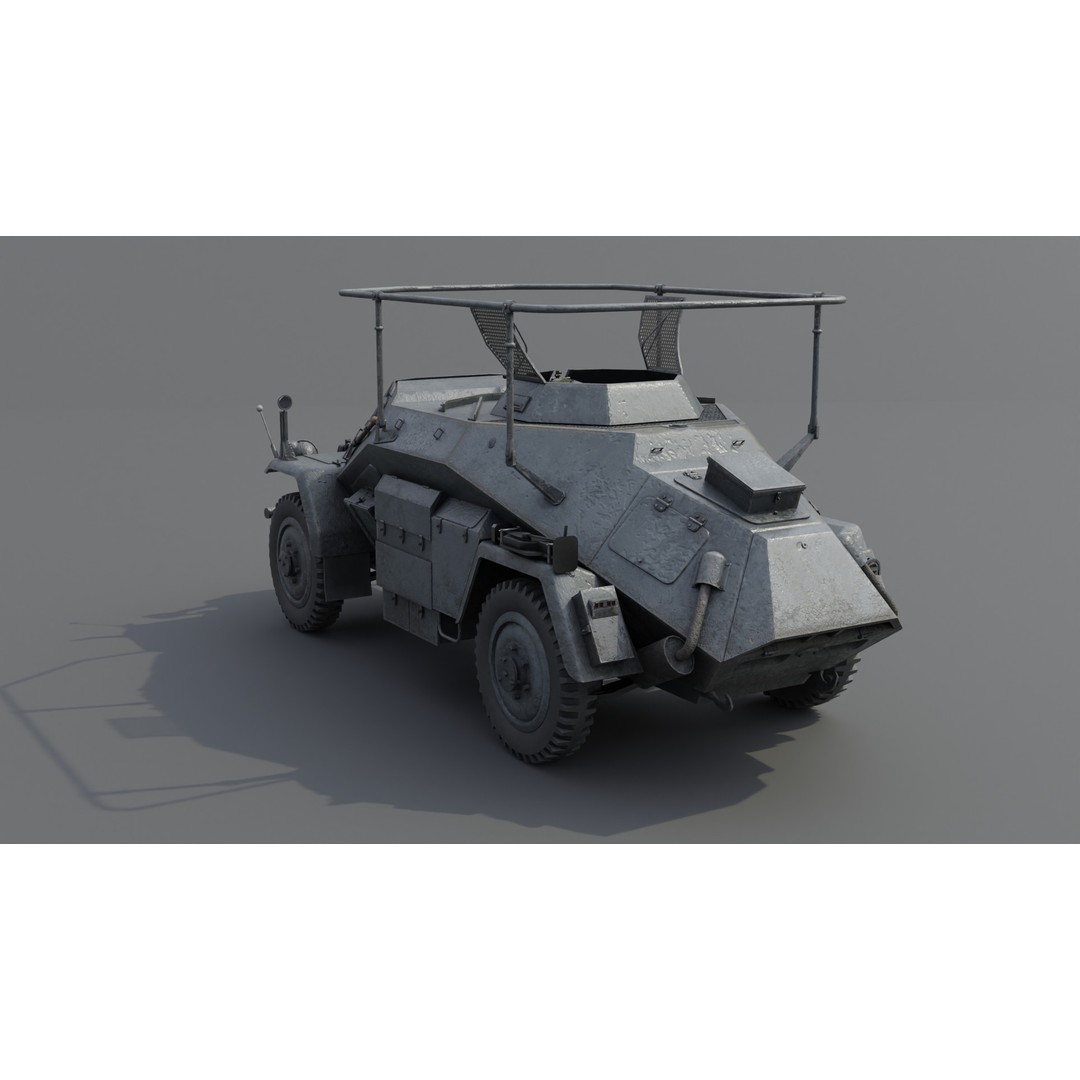 SdKfz 223 Armored Car 3D Model – Low Poly Military Vehicle, FBX - View 20