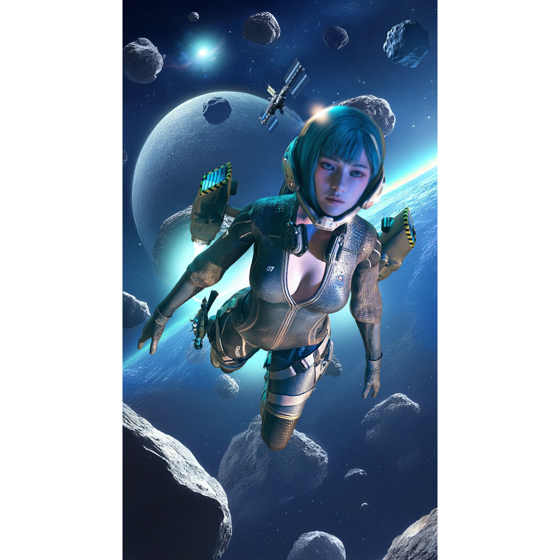 Astro Space Girl - Game-Ready 3D Model - View 10