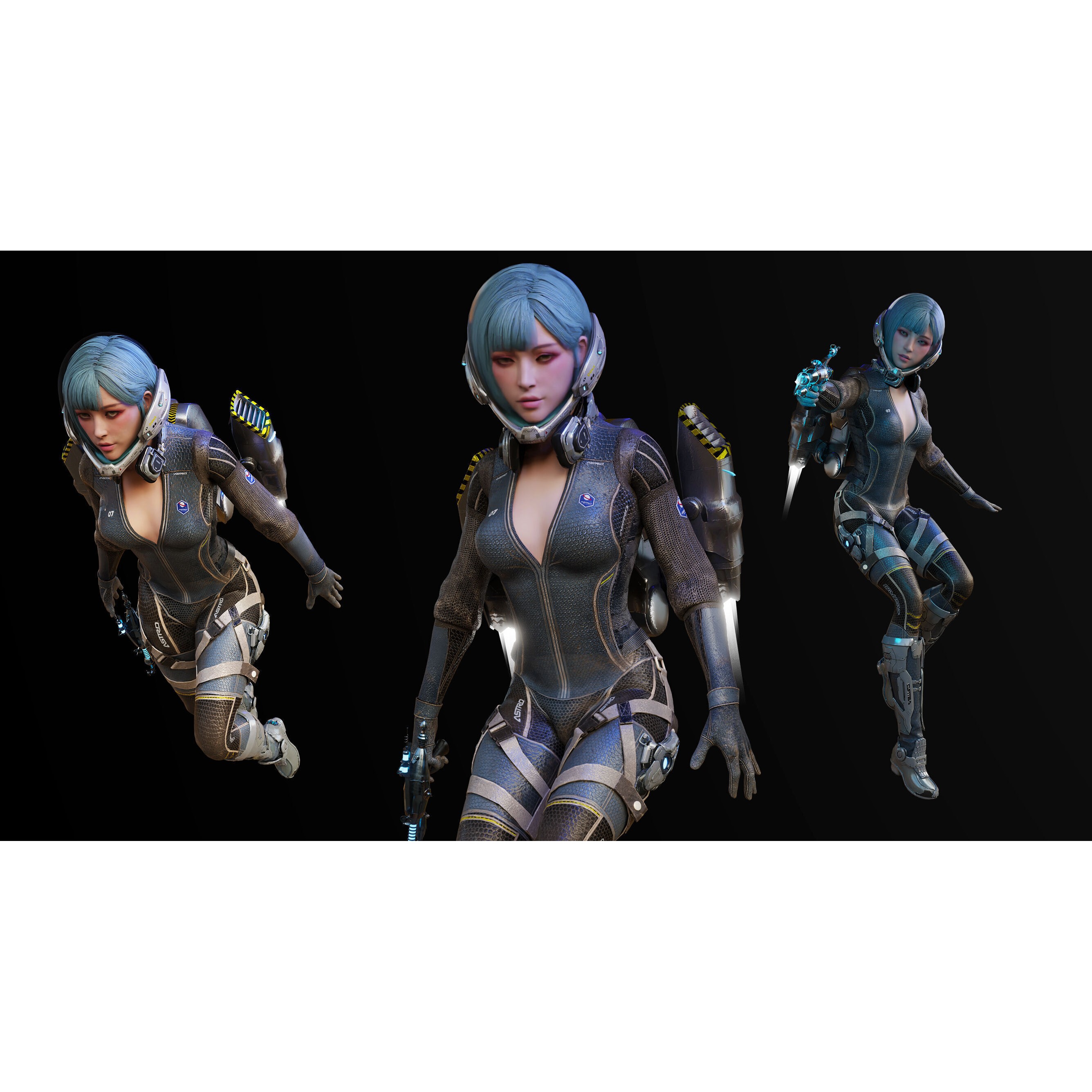 Astro Space Girl - Game-Ready 3D Model - View 11