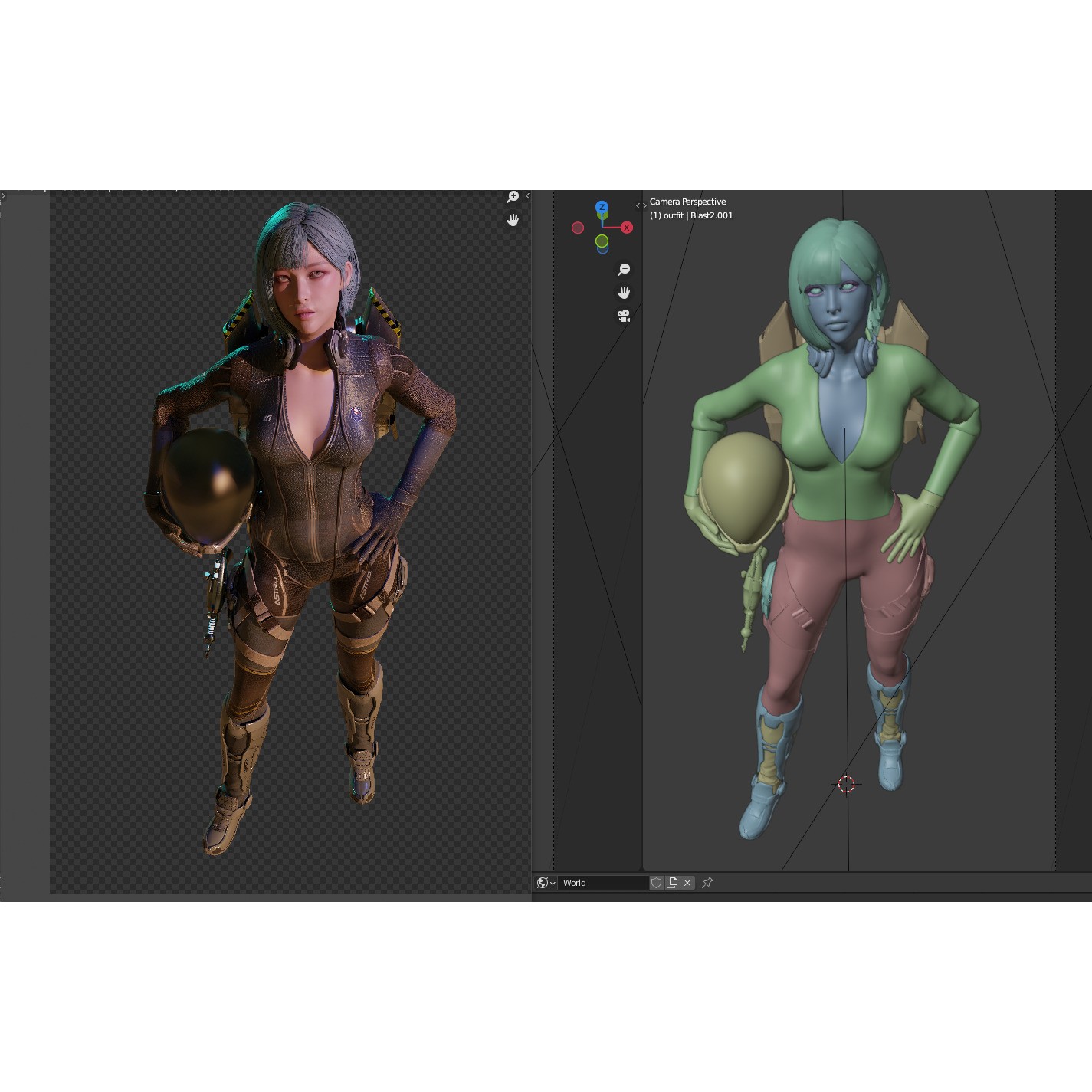 Astro Space Girl - Game-Ready 3D Model - View 15
