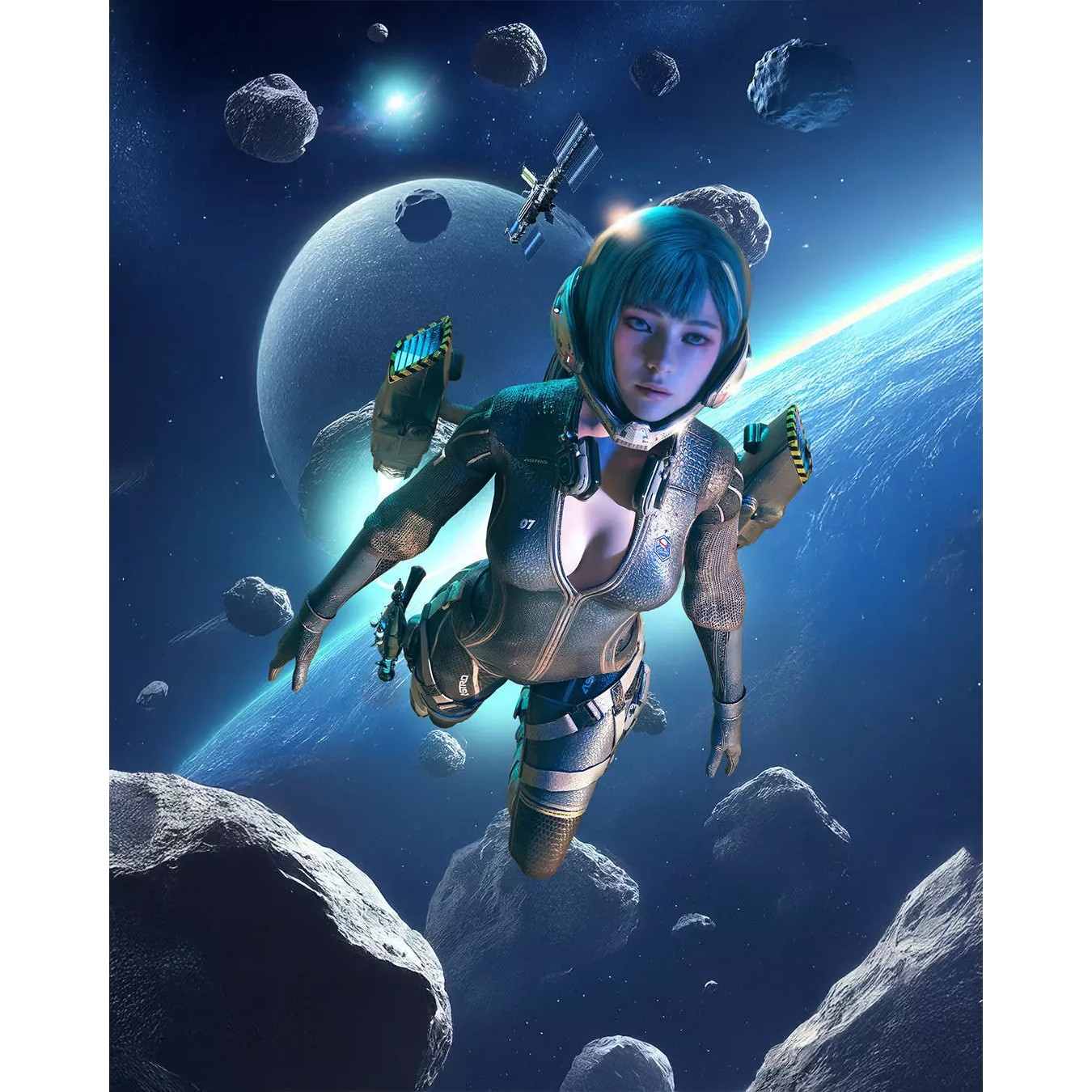 Astro Space Girl - Game-Ready 3D Model - View 2