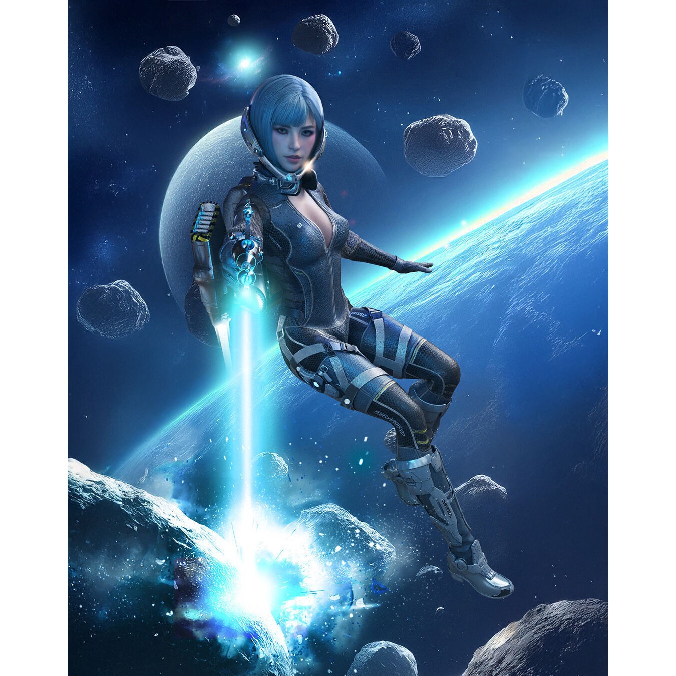 Astro Space Girl - Game-Ready 3D Model - View 4