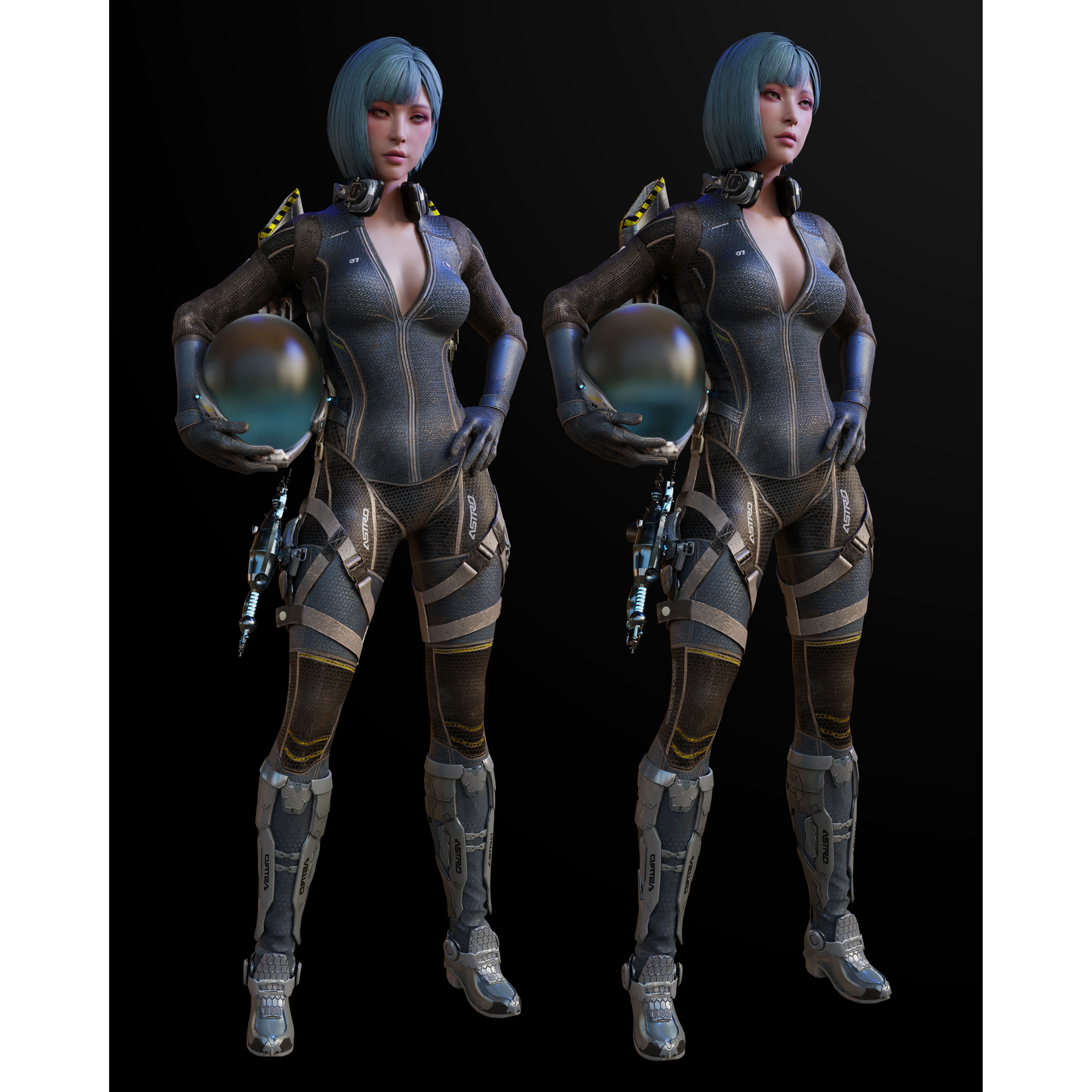 Astro Space Girl - Game-Ready 3D Model - View 5