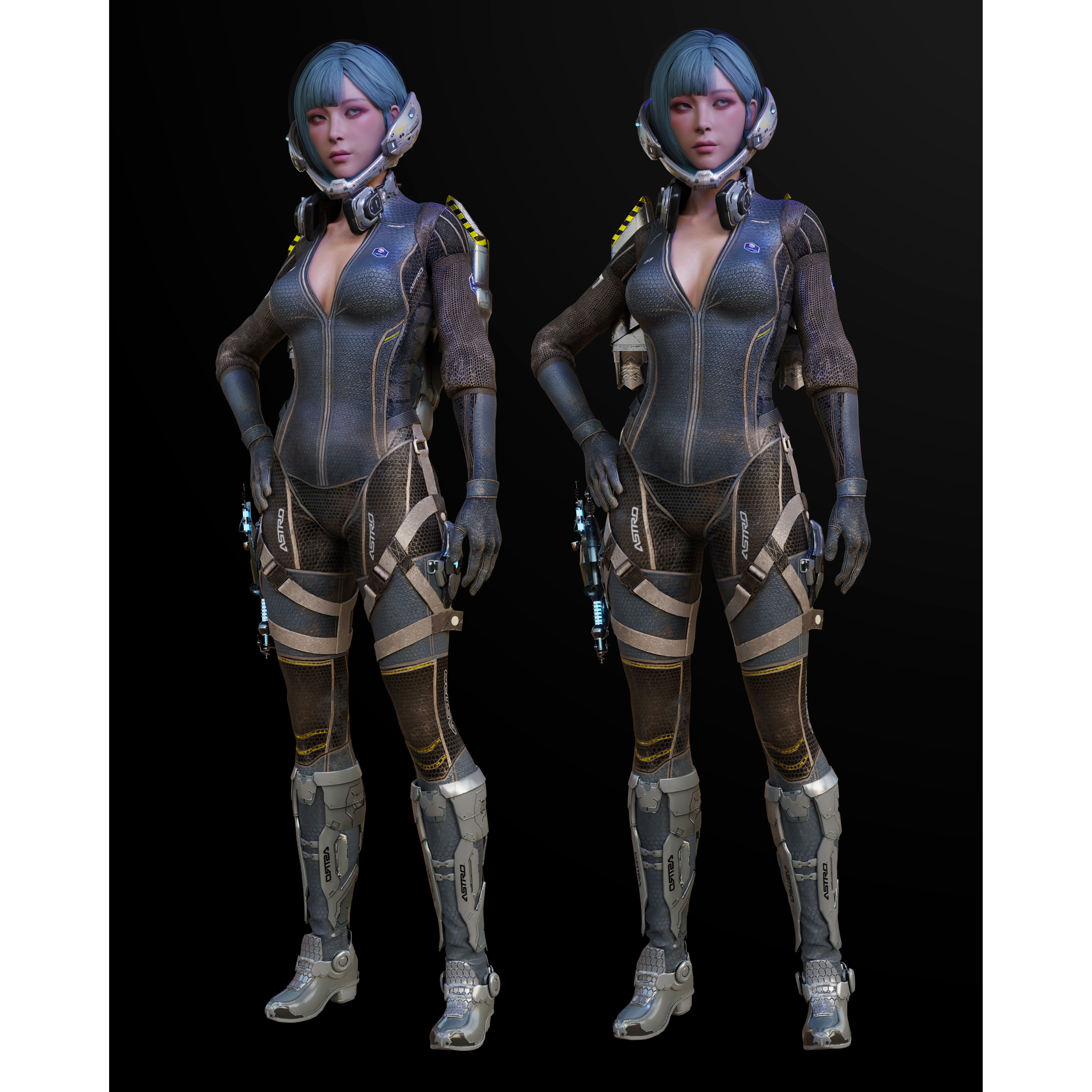Astro Space Girl - Game-Ready 3D Model - View 6
