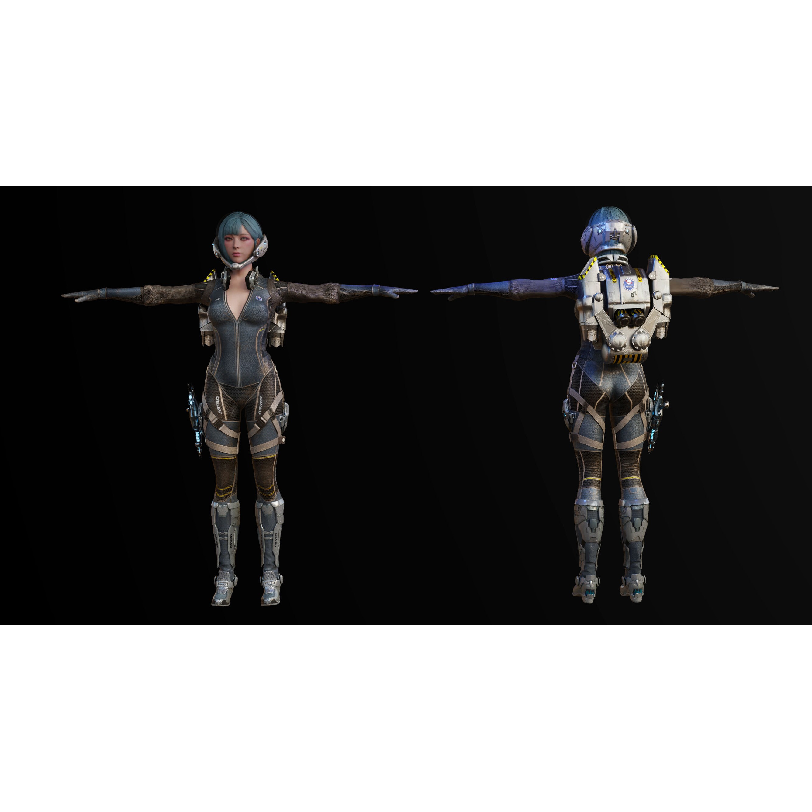 Astro Space Girl - Game-Ready 3D Model - View 7