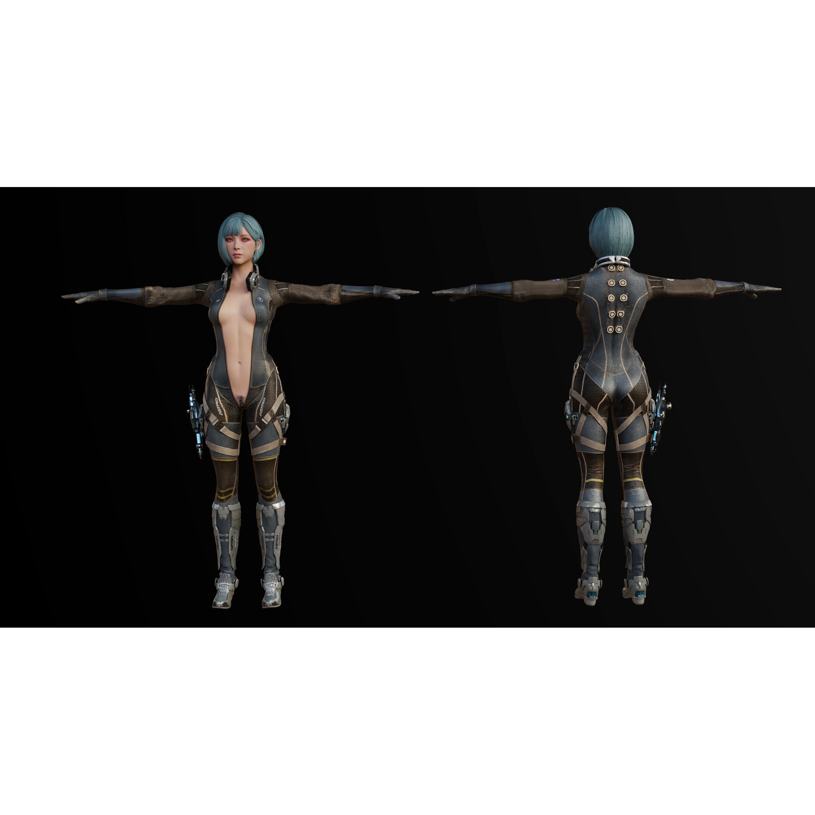 Astro Space Girl - Game-Ready 3D Model - View 8