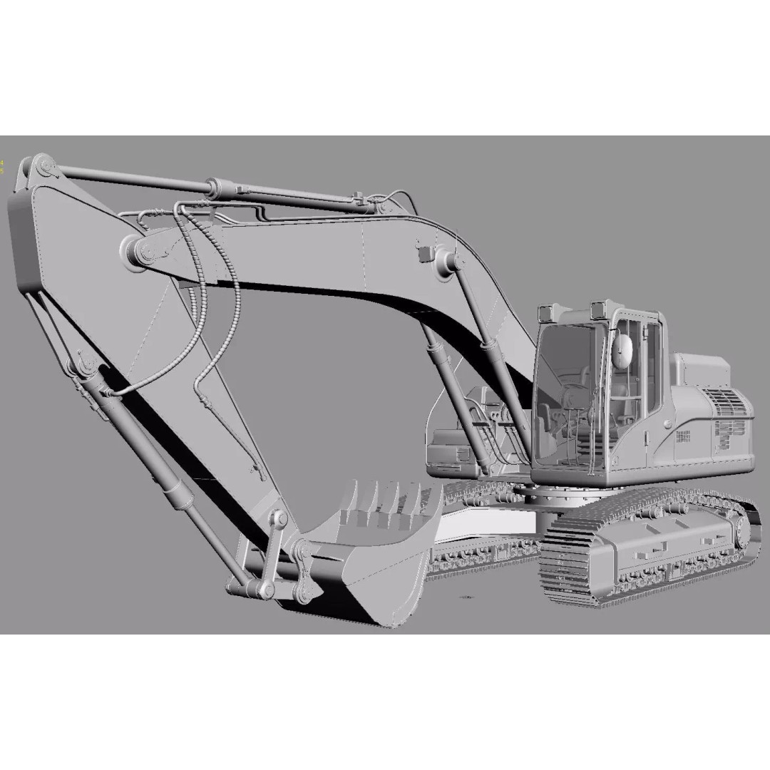 Crawler Excavator 3D Model – Detailed High Poly Asset, FBX, OBJ, Max - View 22