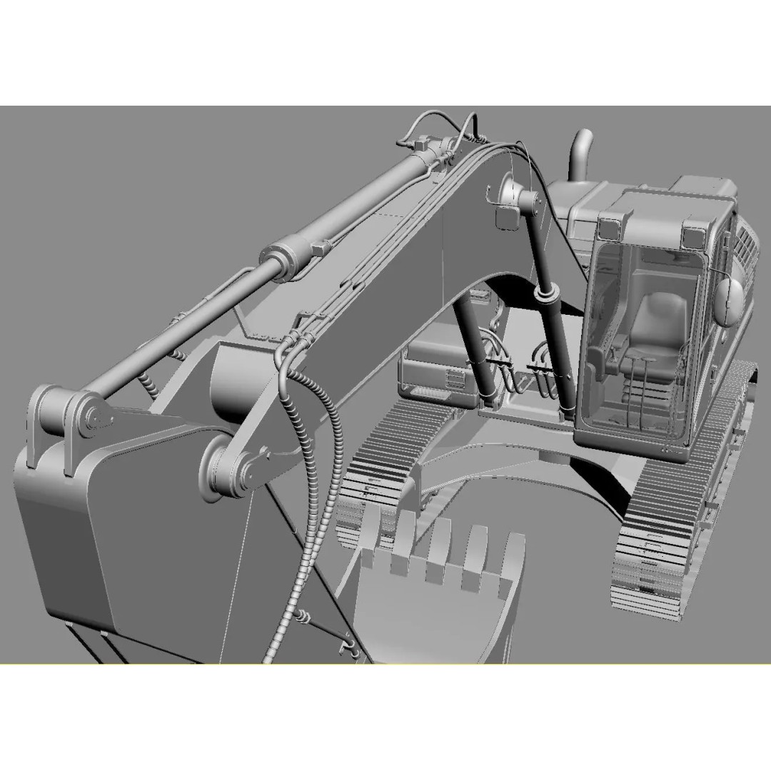 Crawler Excavator 3D Model – Detailed High Poly Asset, FBX, OBJ, Max - View 23