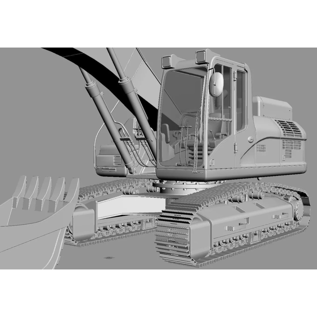 Crawler Excavator 3D Model – Detailed High Poly Asset, FBX, OBJ, Max - View 24
