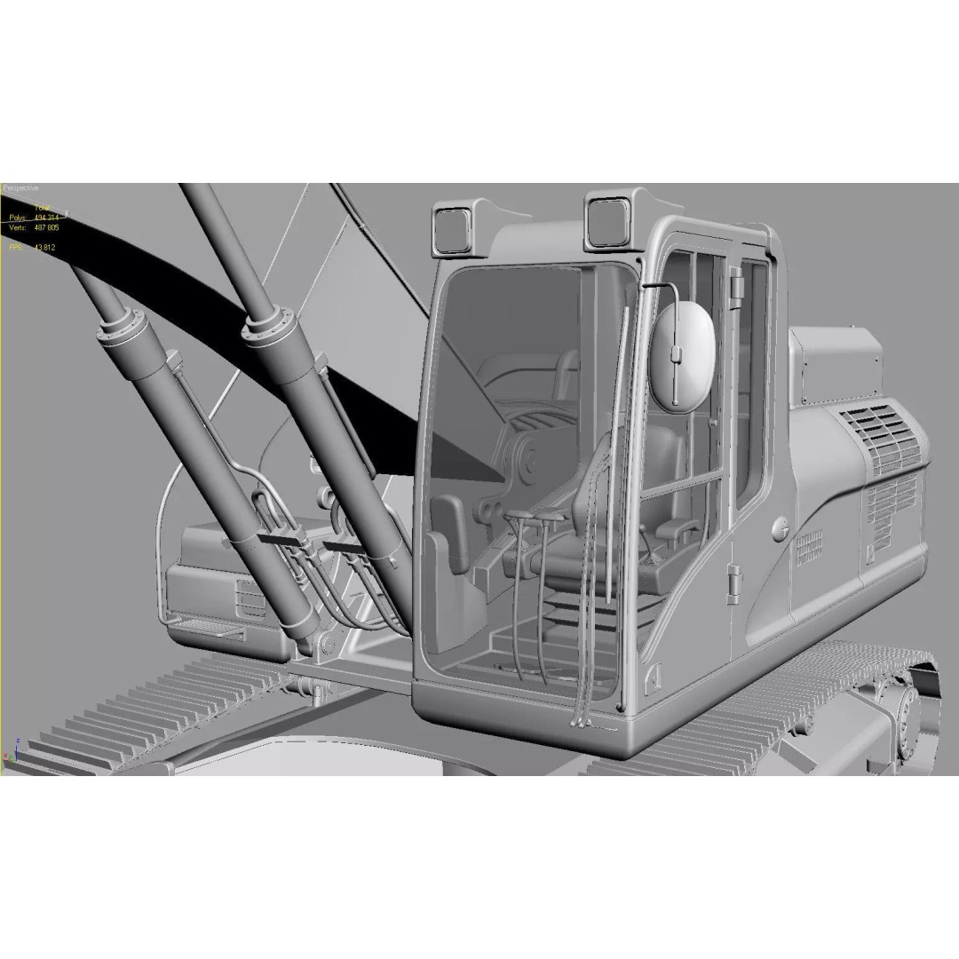 Crawler Excavator 3D Model – Detailed High Poly Asset, FBX, OBJ, Max - View 26