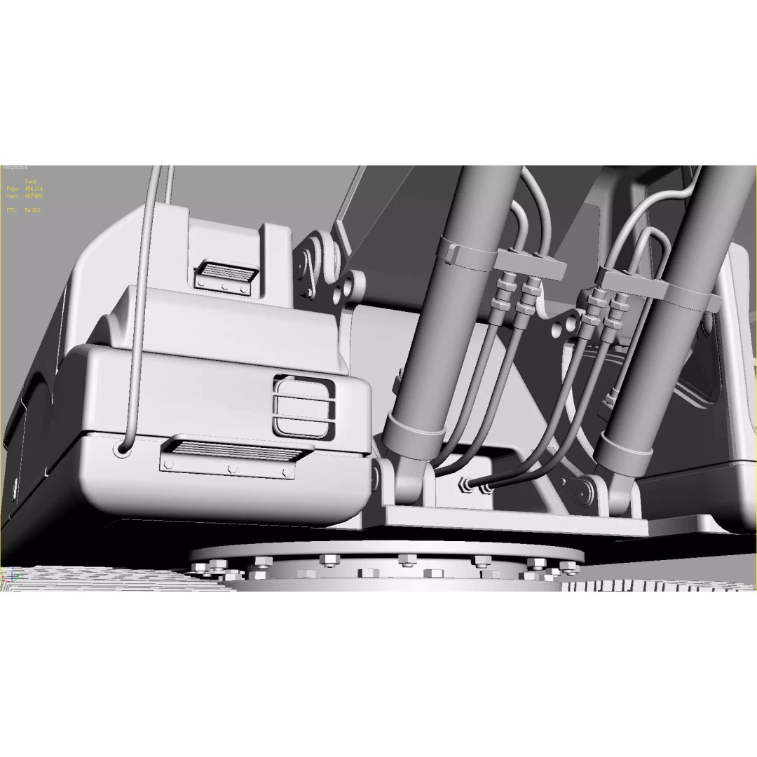 Crawler Excavator 3D Model – Detailed High Poly Asset, FBX, OBJ, Max - View 29
