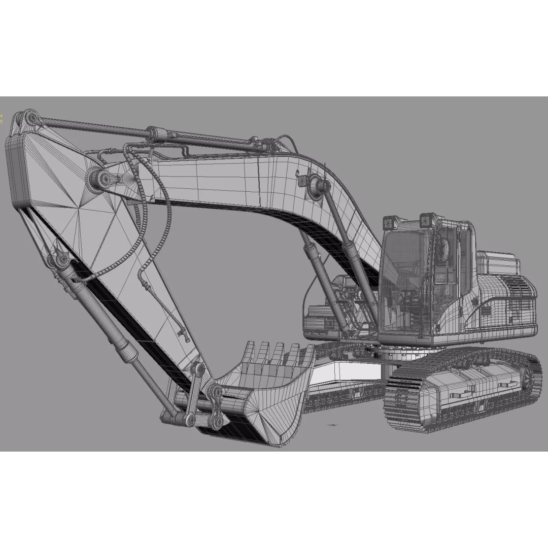Crawler Excavator 3D Model – Detailed High Poly Asset, FBX, OBJ, Max - View 30