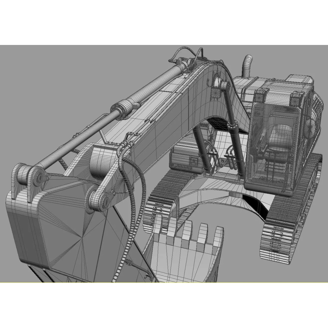 Crawler Excavator 3D Model – Detailed High Poly Asset, FBX, OBJ, Max - View 31