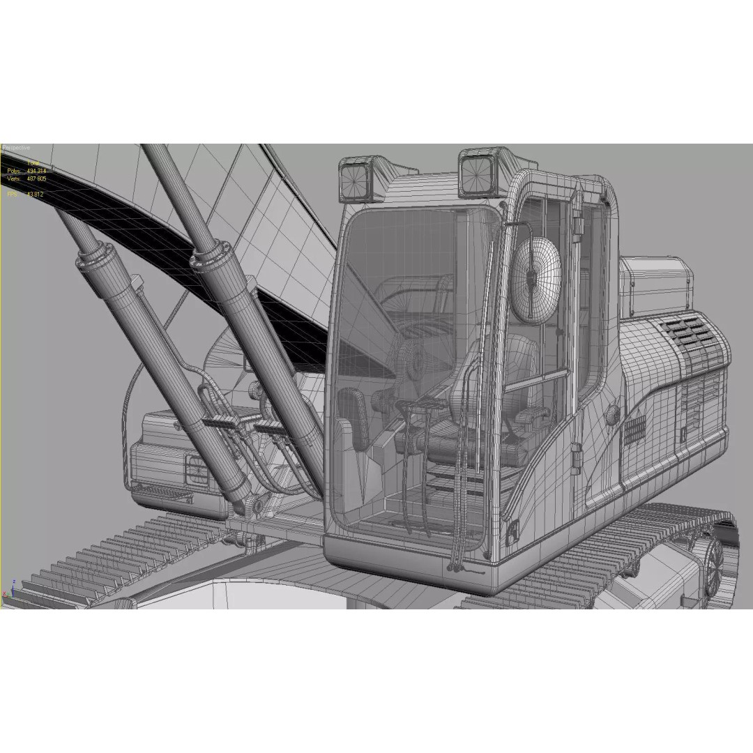 Crawler Excavator 3D Model – Detailed High Poly Asset, FBX, OBJ, Max - View 34