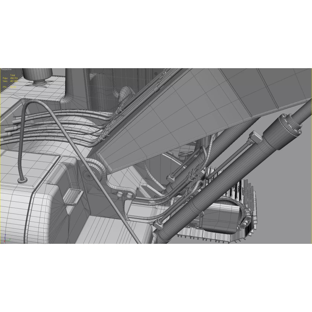 Crawler Excavator 3D Model – Detailed High Poly Asset, FBX, OBJ, Max - View 35