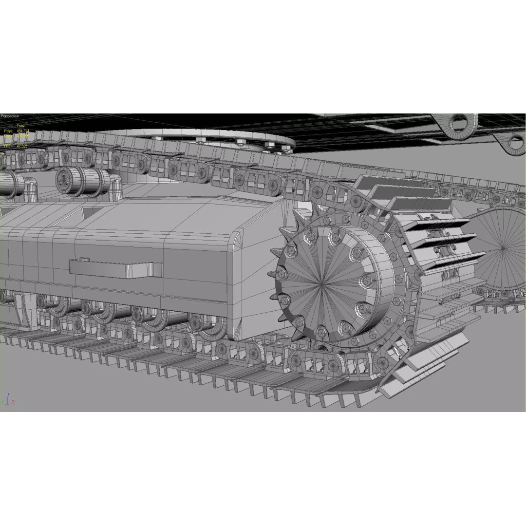 Crawler Excavator 3D Model – Detailed High Poly Asset, FBX, OBJ, Max - View 36