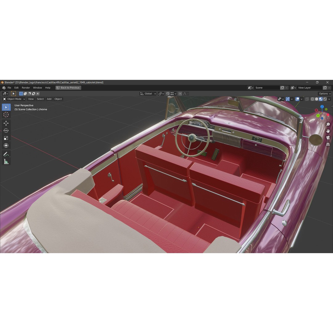 1949 Cadillac Series 62 Convertible 3D Model – Low Poly Game Asset, FBX