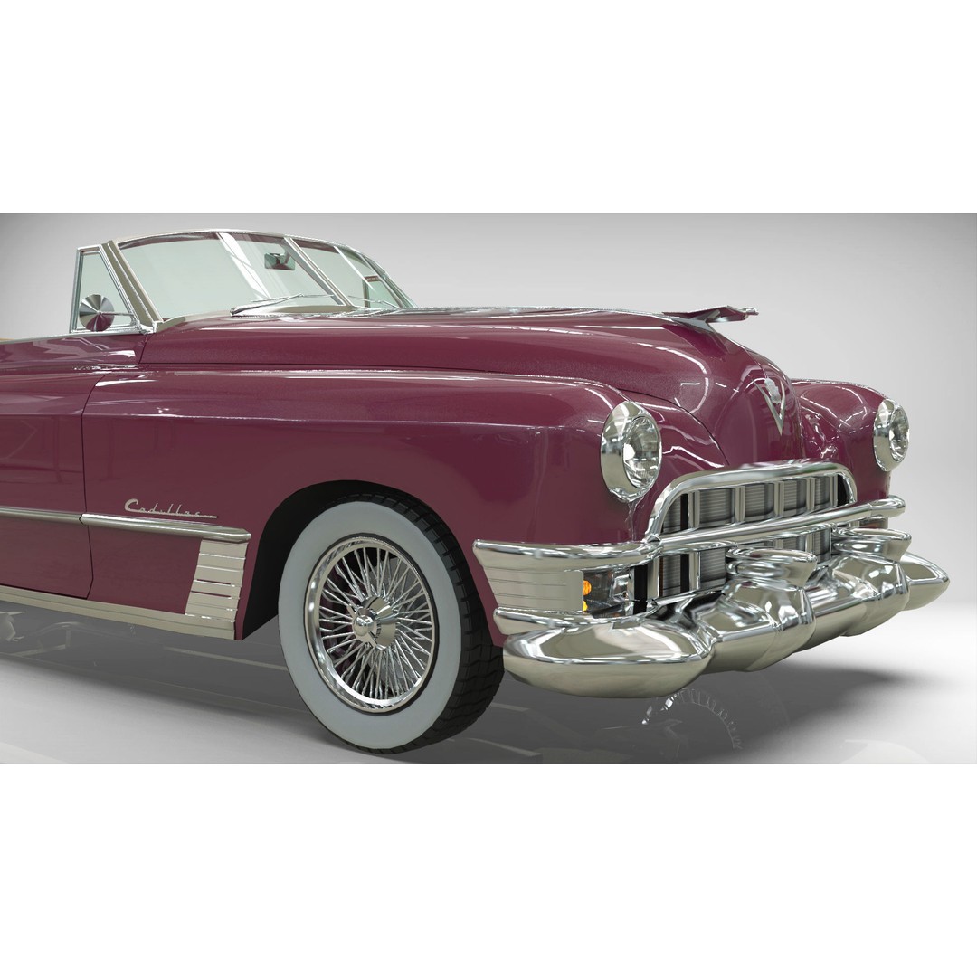 1949 Cadillac Series 62 Convertible 3D Model – Low Poly Game Asset, FBX - View 10