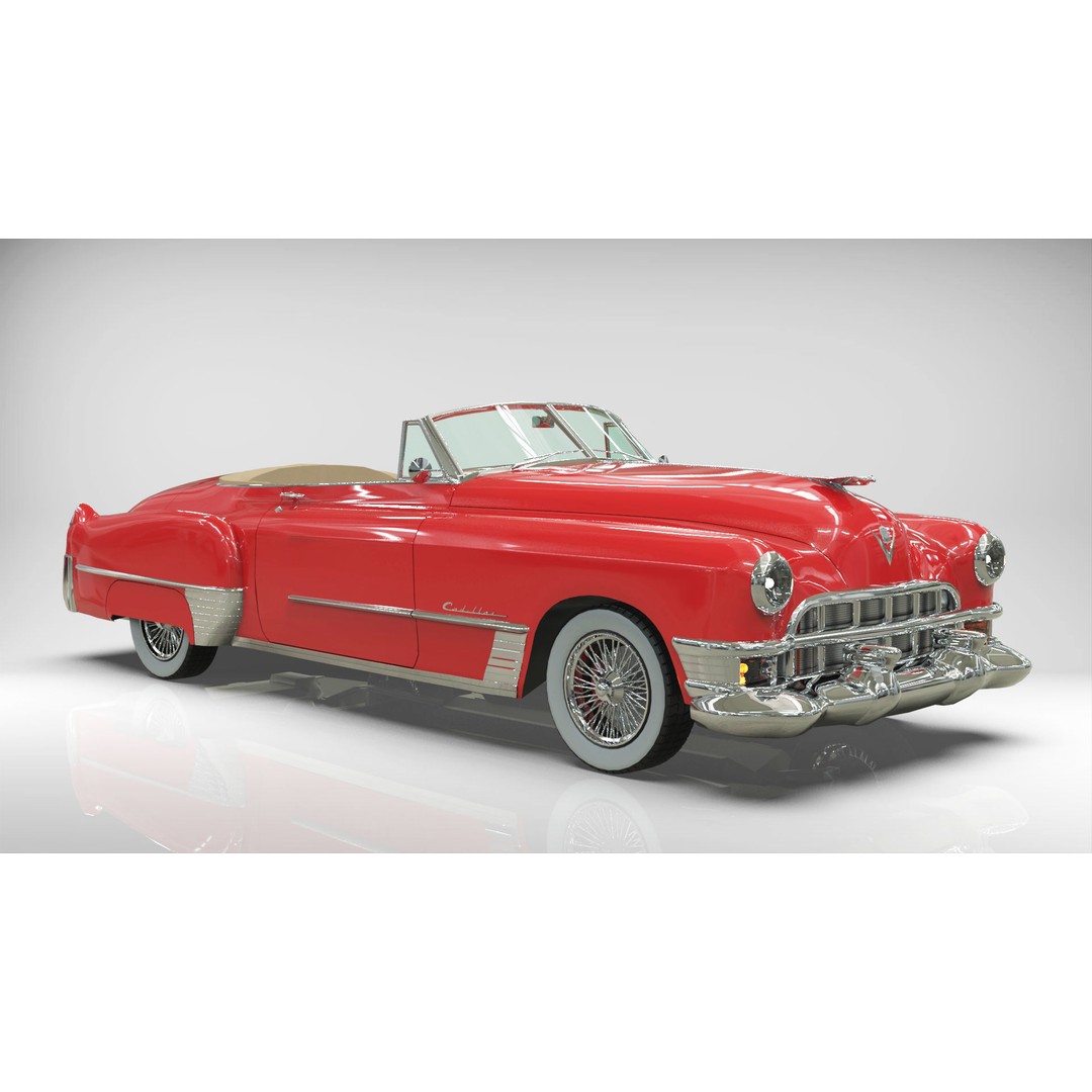 1949 Cadillac Series 62 Convertible 3D Model – Low Poly Game Asset, FBX - View 11