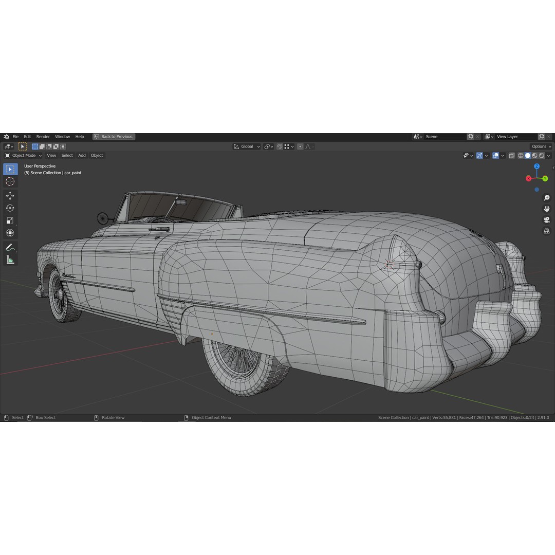 1949 Cadillac Series 62 Convertible 3D Model – Low Poly Game Asset, FBX - View 19