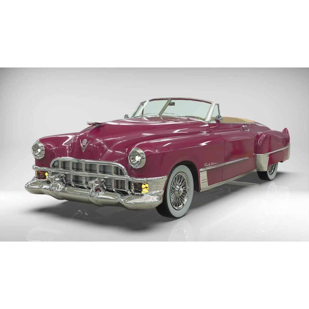 1949 Cadillac Series 62 Convertible 3D Model – Low Poly Game Asset, FBX - View 2
