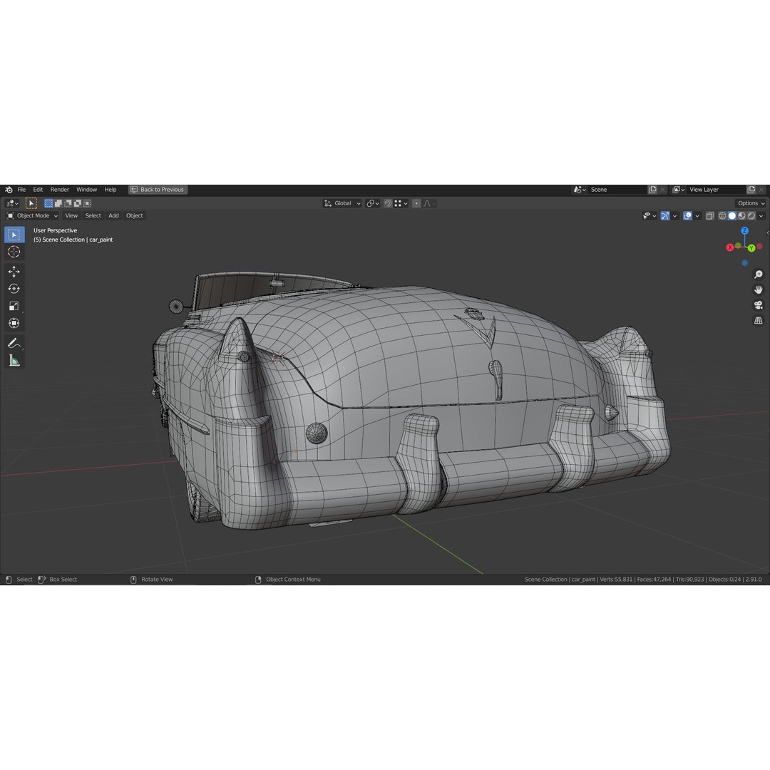 1949 Cadillac Series 62 Convertible 3D Model – Low Poly Game Asset, FBX - View 20