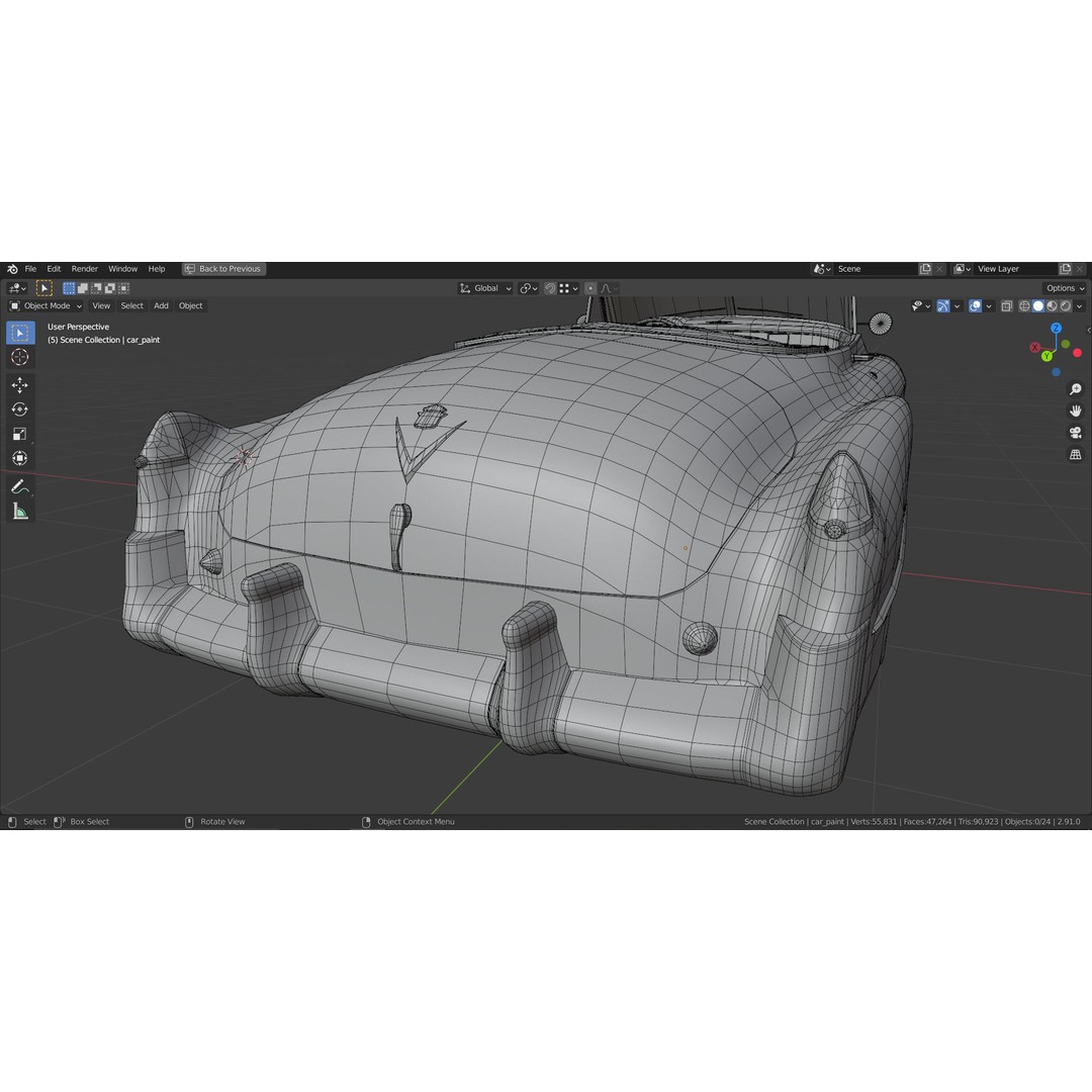 1949 Cadillac Series 62 Convertible 3D Model – Low Poly Game Asset, FBX - View 21
