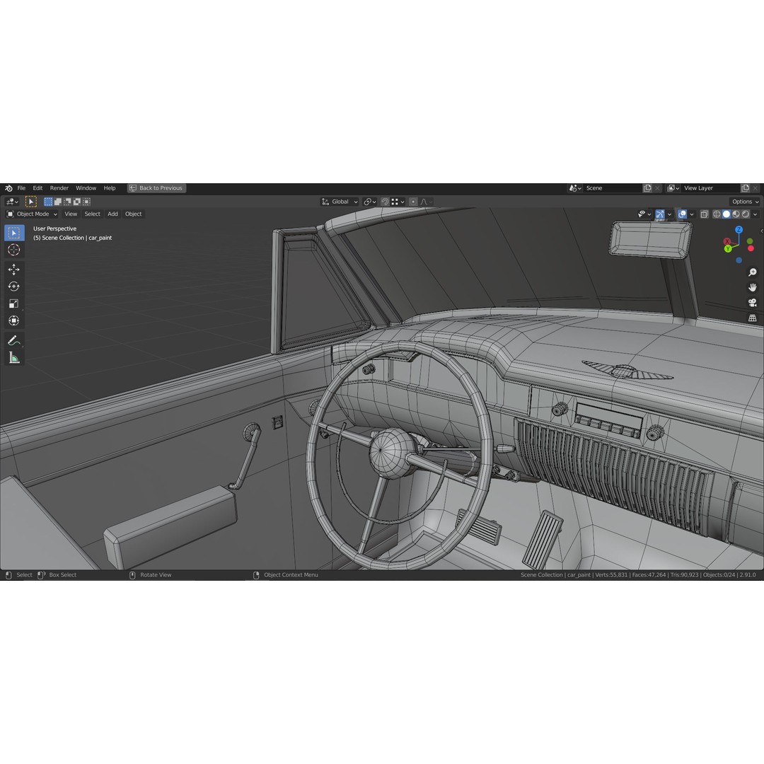 1949 Cadillac Series 62 Convertible 3D Model – Low Poly Game Asset, FBX - View 23