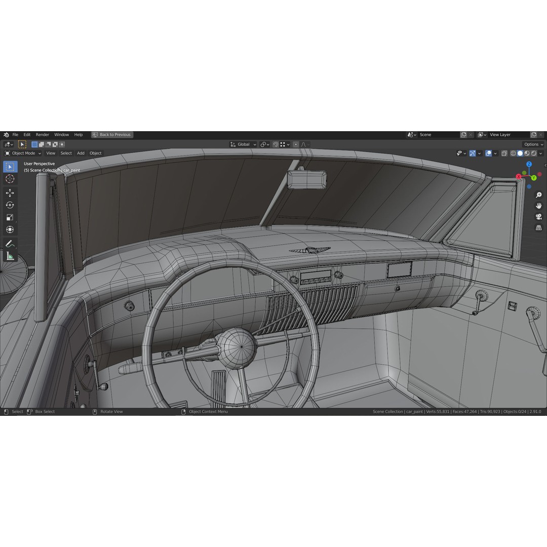 1949 Cadillac Series 62 Convertible 3D Model – Low Poly Game Asset, FBX - View 24