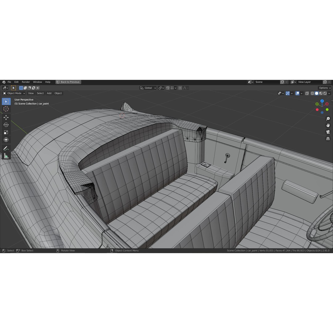 1949 Cadillac Series 62 Convertible 3D Model – Low Poly Game Asset, FBX - View 25