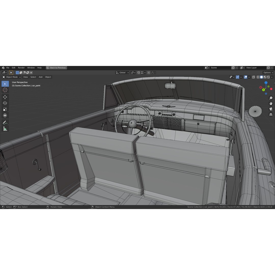 1949 Cadillac Series 62 Convertible 3D Model – Low Poly Game Asset, FBX - View 26