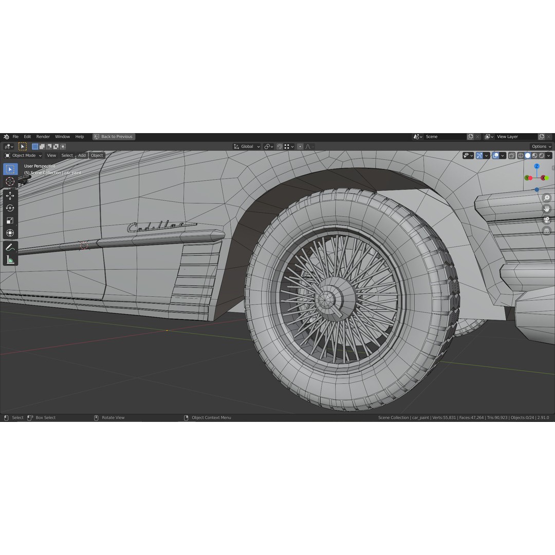 1949 Cadillac Series 62 Convertible 3D Model – Low Poly Game Asset, FBX - View 27