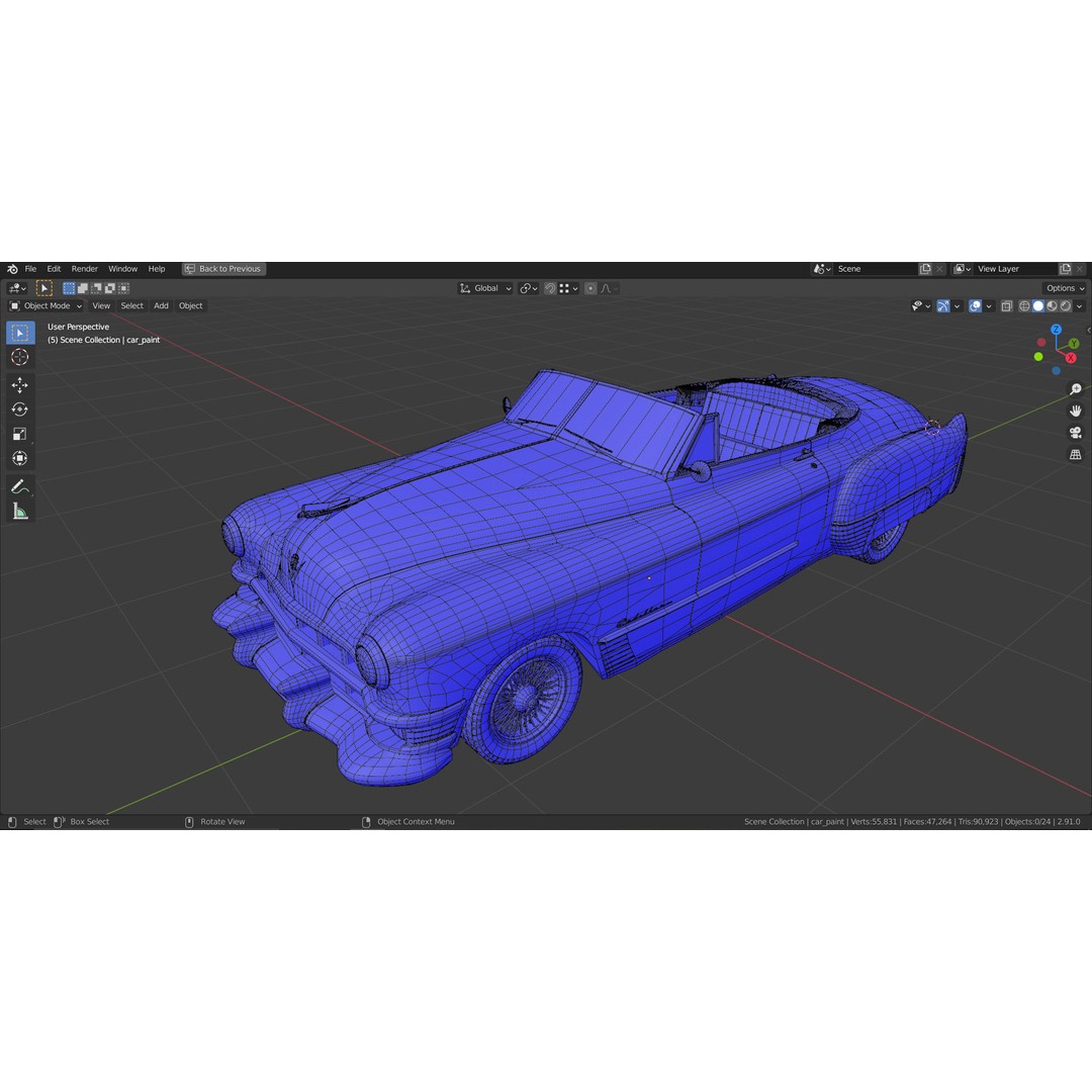1949 Cadillac Series 62 Convertible 3D Model – Low Poly Game Asset, FBX - View 29