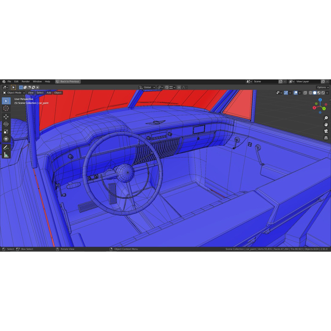 1949 Cadillac Series 62 Convertible 3D Model – Low Poly Game Asset, FBX - View 30