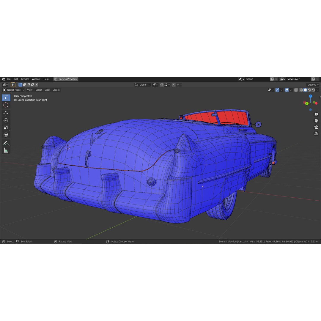 1949 Cadillac Series 62 Convertible 3D Model – Low Poly Game Asset, FBX - View 31