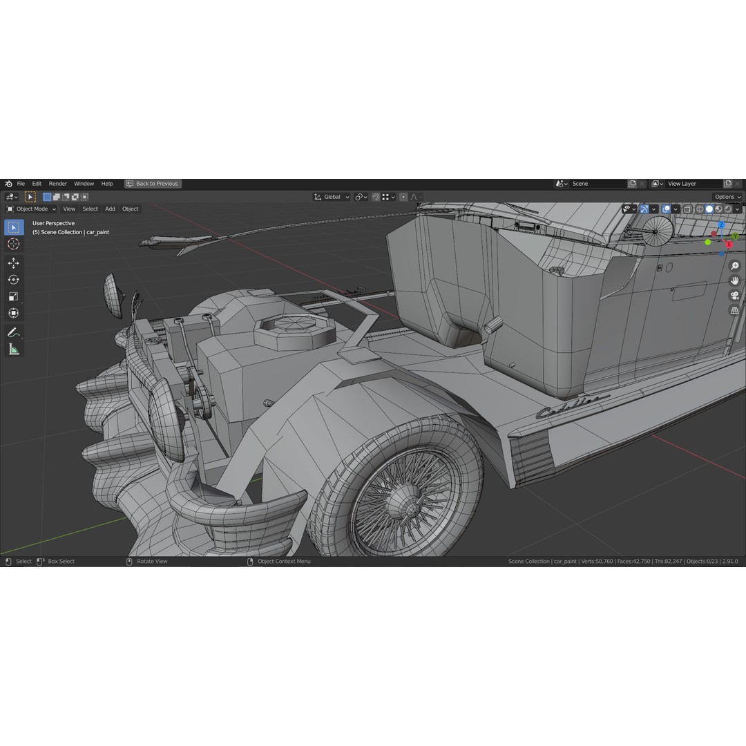 1949 Cadillac Series 62 Convertible 3D Model – Low Poly Game Asset, FBX - View 32