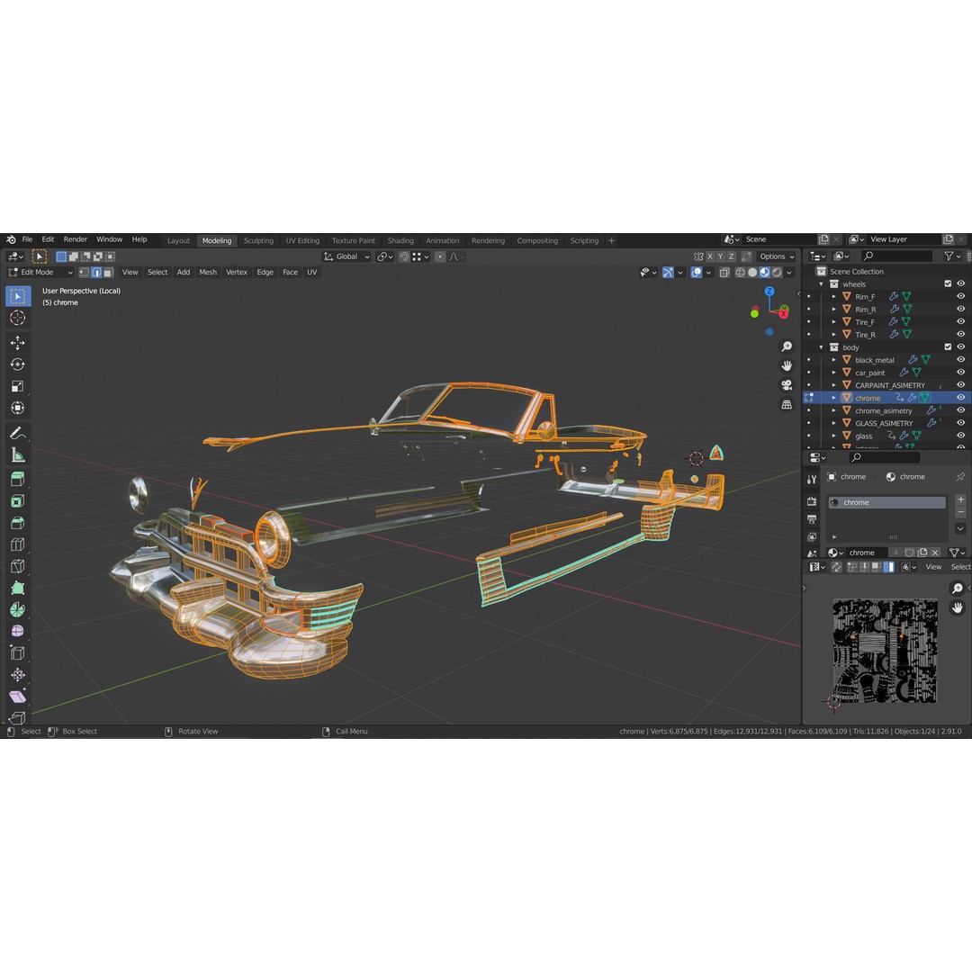 1949 Cadillac Series 62 Convertible 3D Model – Low Poly Game Asset, FBX - View 33