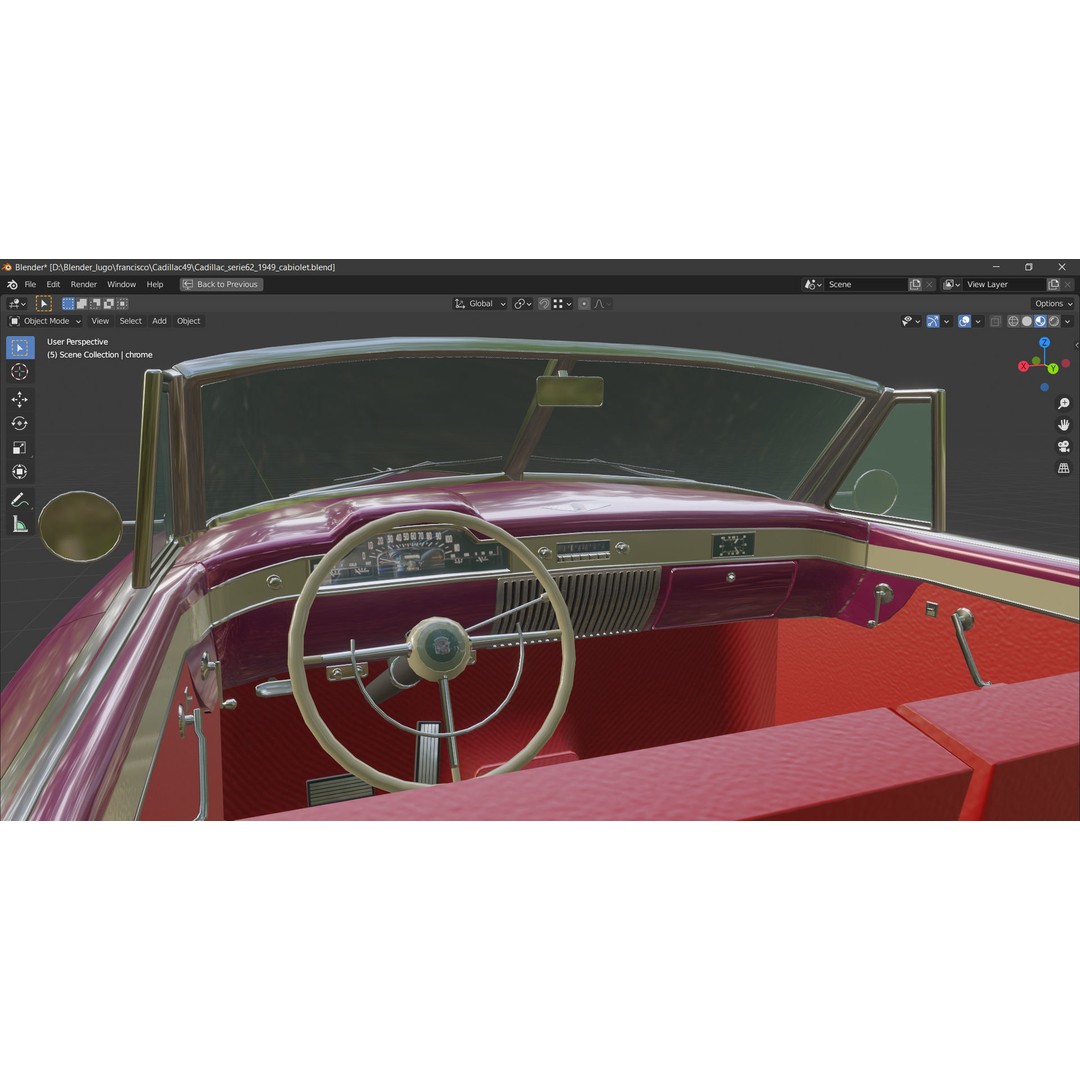 1949 Cadillac Series 62 Convertible 3D Model – Low Poly Game Asset, FBX - View 35