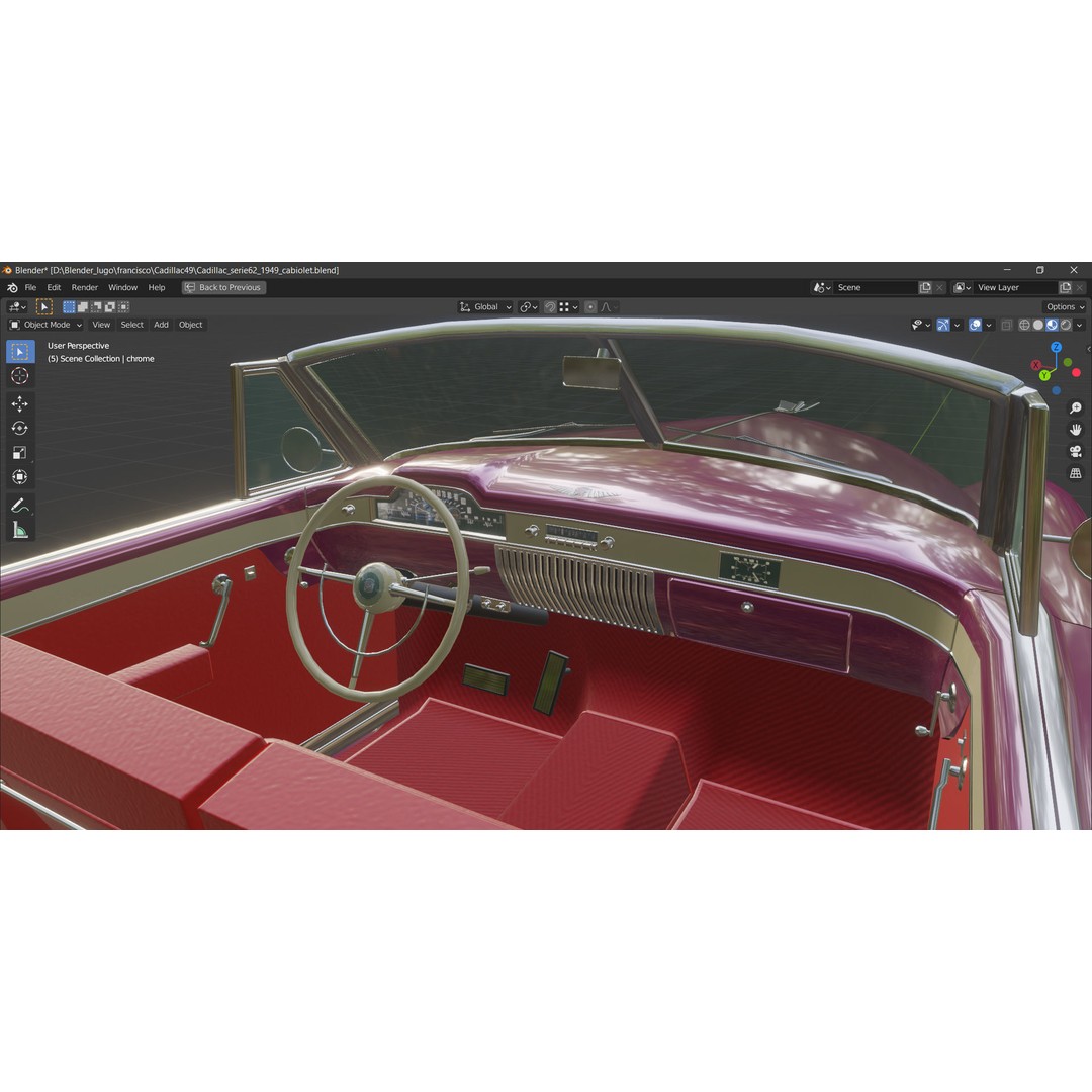 1949 Cadillac Series 62 Convertible 3D Model – Low Poly Game Asset, FBX - View 36