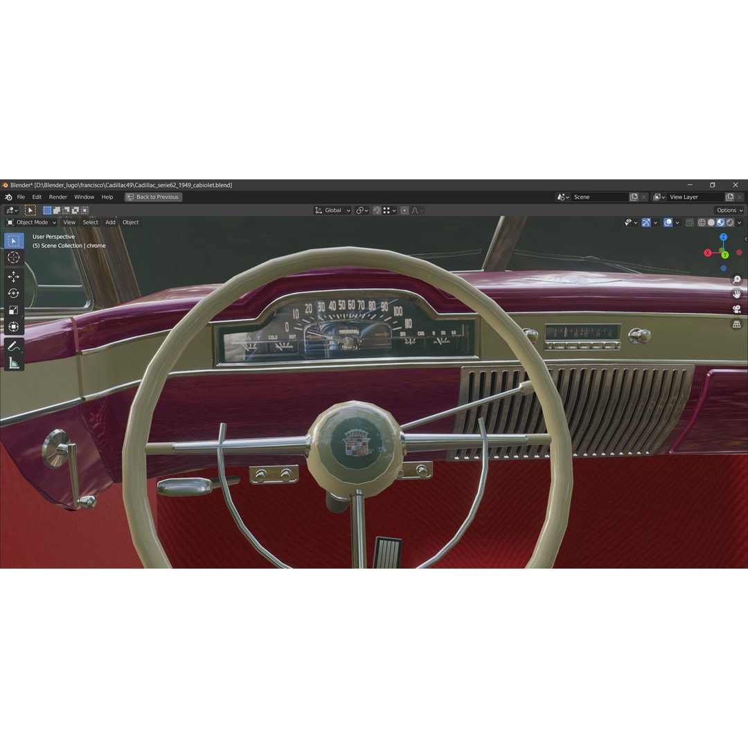 1949 Cadillac Series 62 Convertible 3D Model – Low Poly Game Asset, FBX - View 37