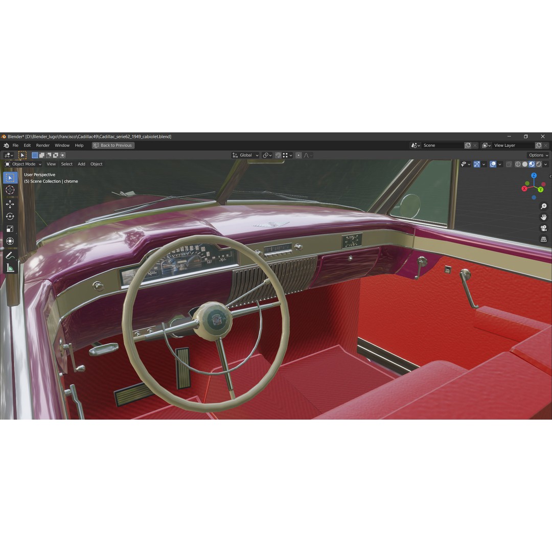 1949 Cadillac Series 62 Convertible 3D Model – Low Poly Game Asset, FBX - View 38