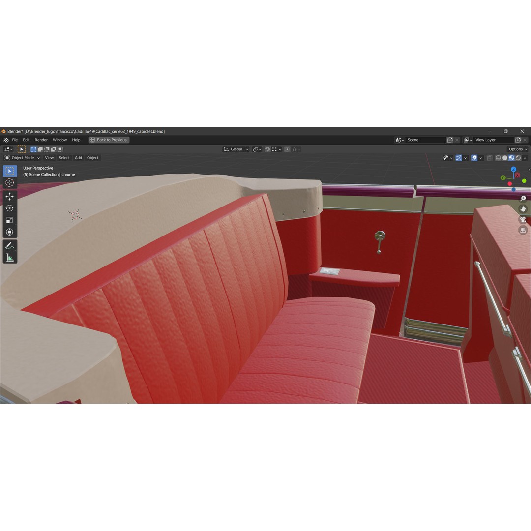 1949 Cadillac Series 62 Convertible 3D Model – Low Poly Game Asset, FBX - View 39