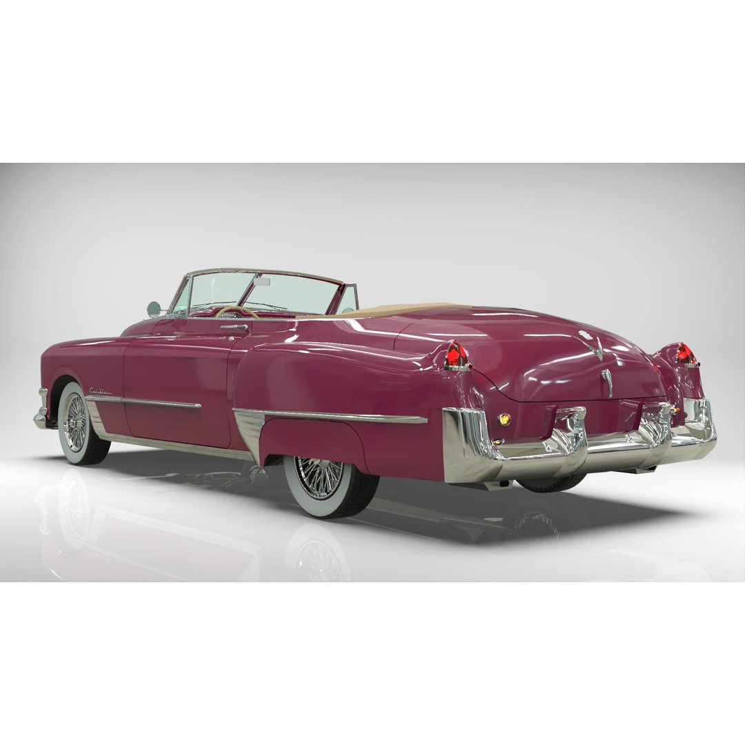 1949 Cadillac Series 62 Convertible 3D Model – Low Poly Game Asset, FBX - View 4