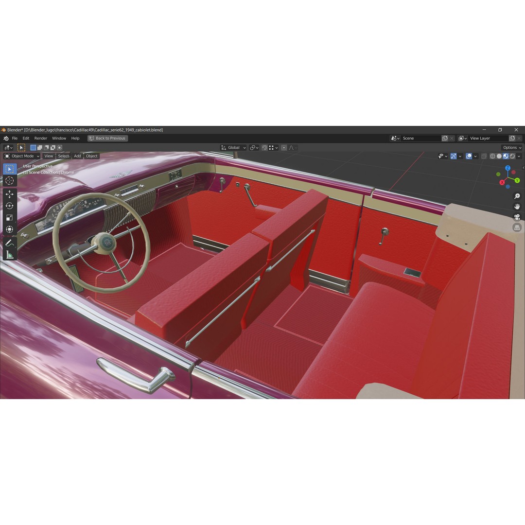 1949 Cadillac Series 62 Convertible 3D Model – Low Poly Game Asset, FBX - View 40